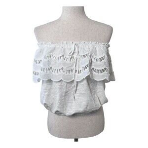 NWT Stitch Fix Brea Canyon Womens L Off Shoulder White Lacey Eyelet Top Romantic